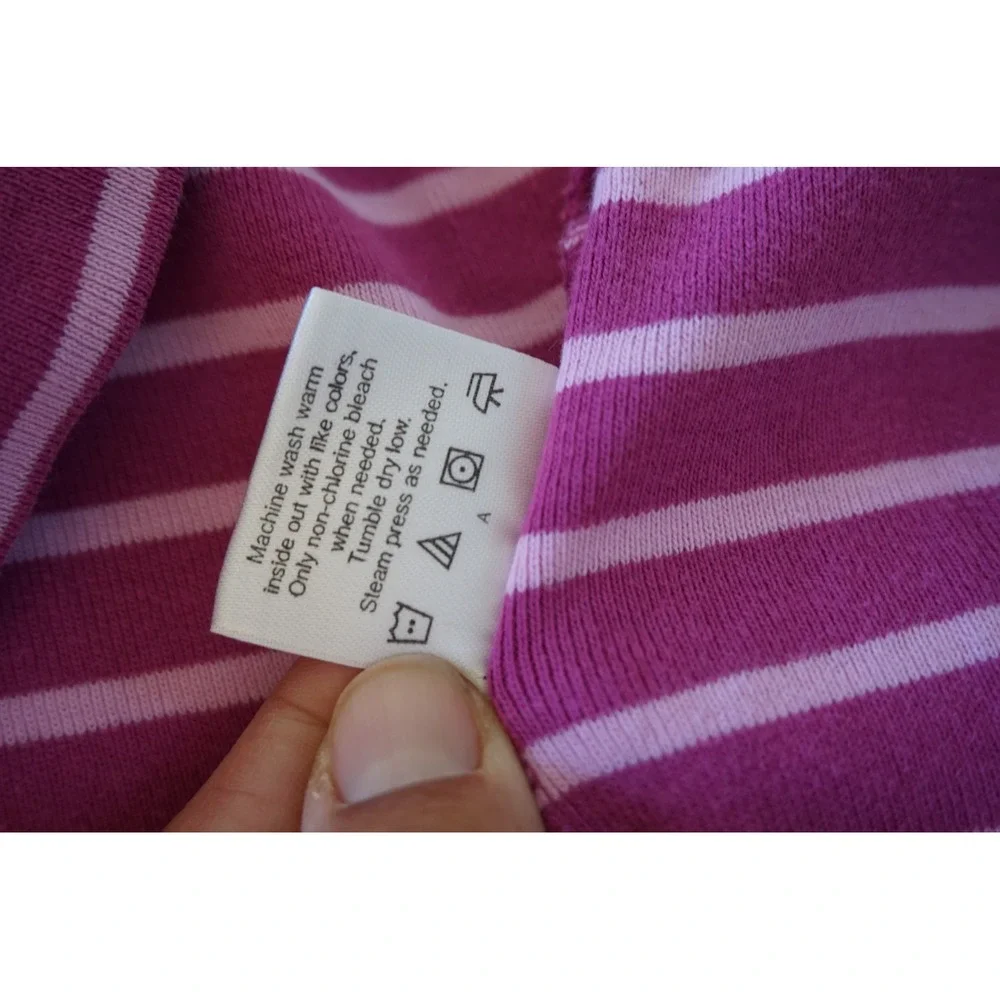 Hanna Andersson Henley Scandi Striped Long Sleeve Cotton Dress Pink 120 sz 6-7